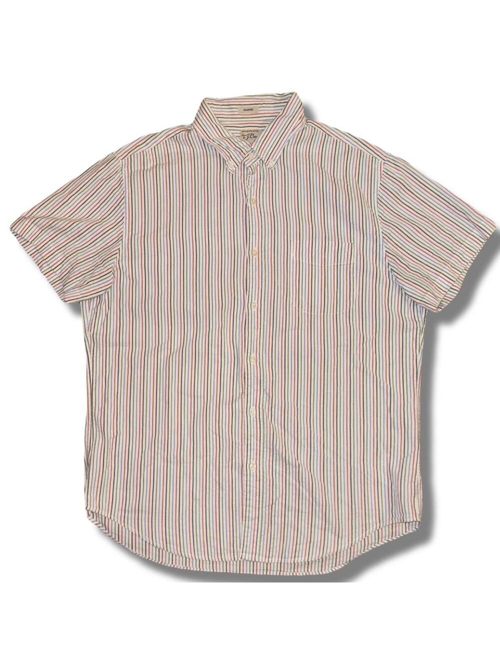 J. Crew multicolored striped button-up shirt - Size L Seersucker organic cotton